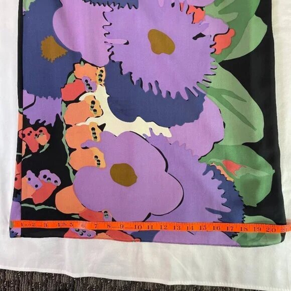 Tibi Silk Floral Tunic Mini Dress Lined 3/4 Sleeves Purple Multi Color Size 8 - Picture 8 of 13